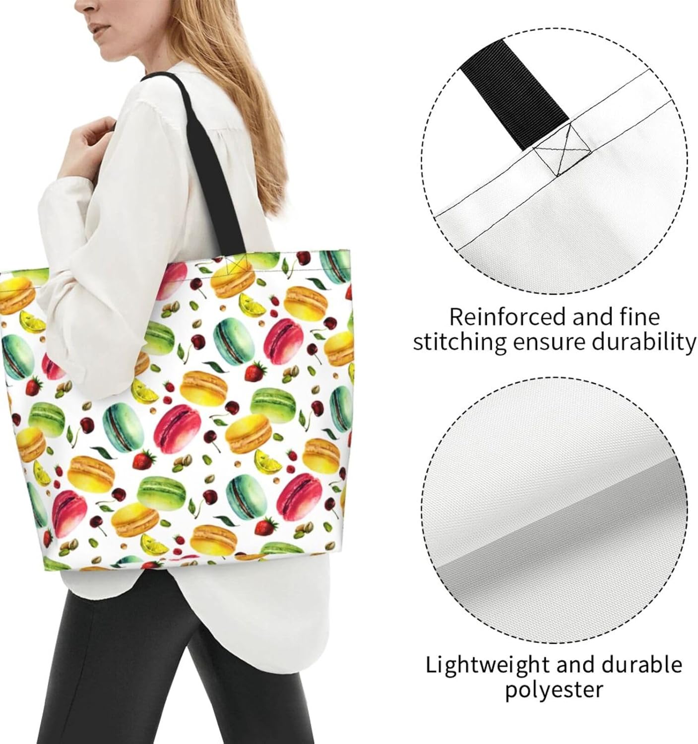 Tote Shoulder Bag Large Durable Reusable Eco-friendly Handbag Lightweight Stylish for Daily Use-19.7x15.7x5.9 Inch - Colors B