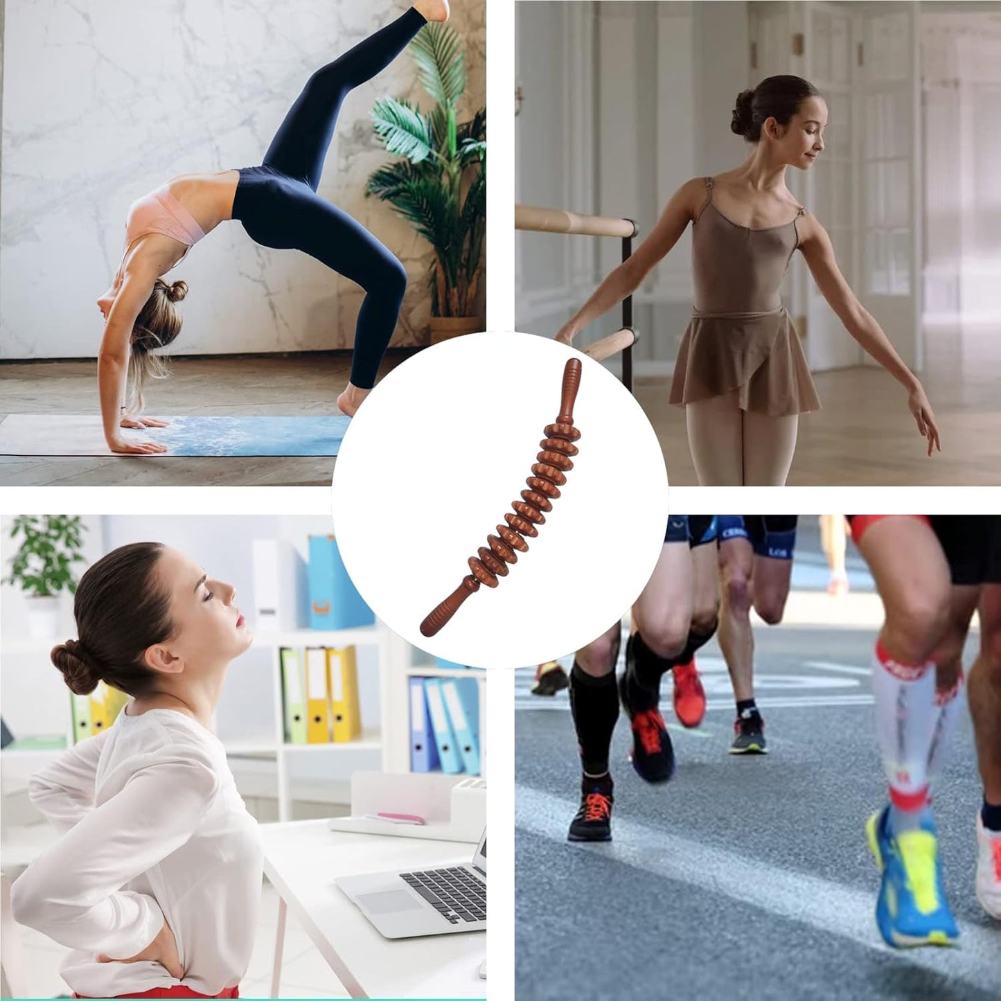 Wood Therapy Massage Tools Manual Massage Roller Stick for Body Sculpting, Maderoterapia Kit- Cellulite Massager for Muscle Pain Relief, Fascia, Cellulite