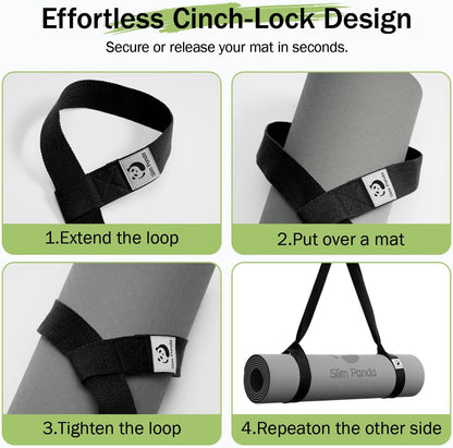 Slim Panda 2-Pack Yoga Mat Straps, Adjustable Yoga Mat Straps, Yoga Mat Storage Straps (Yoga mat not included)