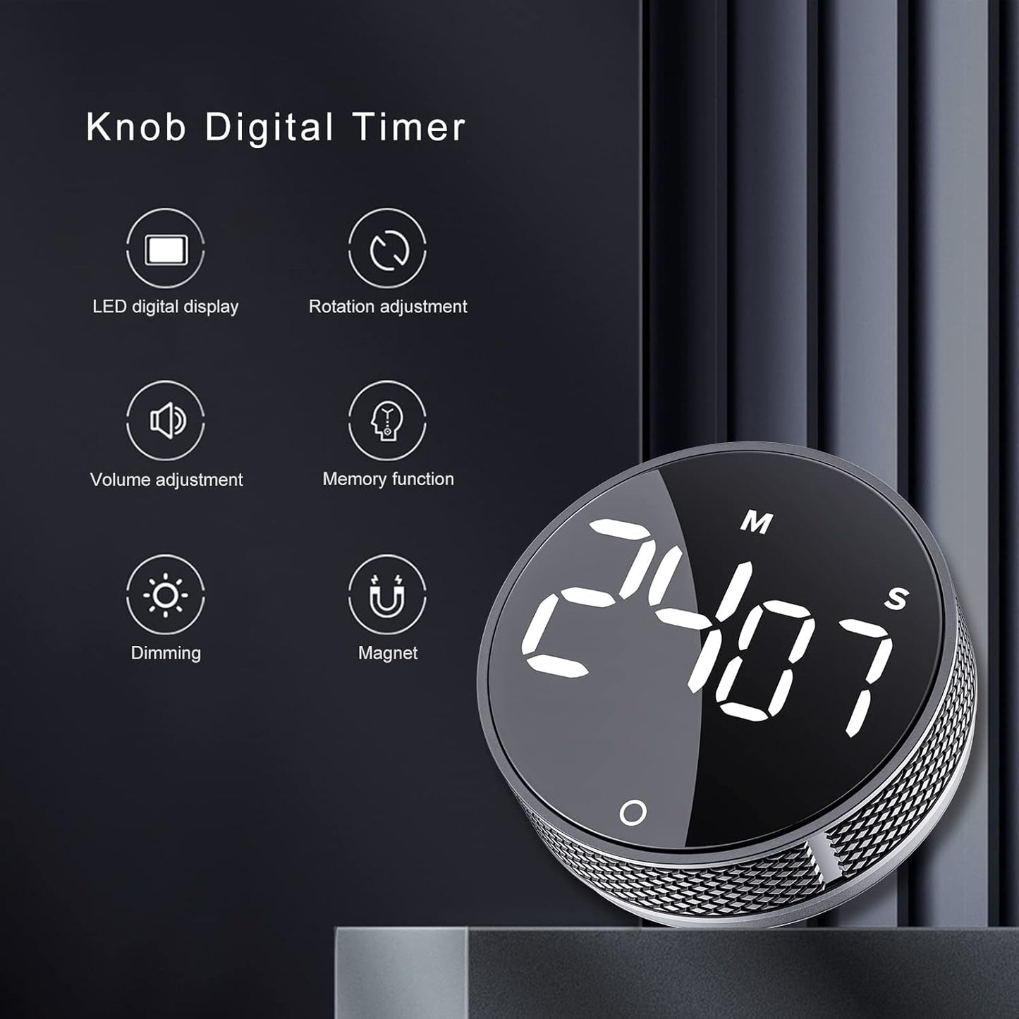 AVINIA Digital Kitchen Timers, Visual timers Large LED Display Magnetic Countdown Countup Timer for Classroom Cooking Fitness Baking Studying Teaching, Easy for Kids and Seniors Black