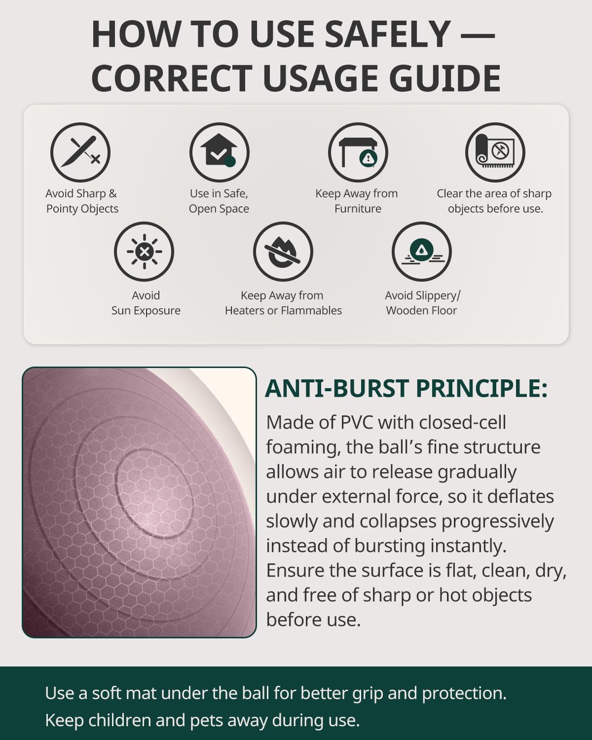 Trideer Exercise Ball Yoga Ball,Office Seating & Balance Ball Chair, Stability Ball for Pilates, Physical Therapy,Core Training & Balance Improvement & Stretching