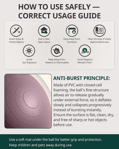 Trideer Exercise Ball Yoga Ball,Office Seating & Balance Ball Chair, Stability Ball for Pilates, Physical Therapy,Core Training & Balance Improvement & Stretching