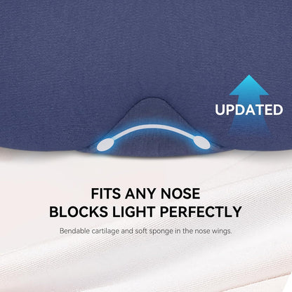 Mavogel Cotton Sleep Eye Mask - Updated Design Light Blocking with Adjustable Nose Bridge, Soft and Comfortable Night Eye Mask for Men Women, Eye Blinder for Shift Work, Includes Travel Pouch, Black