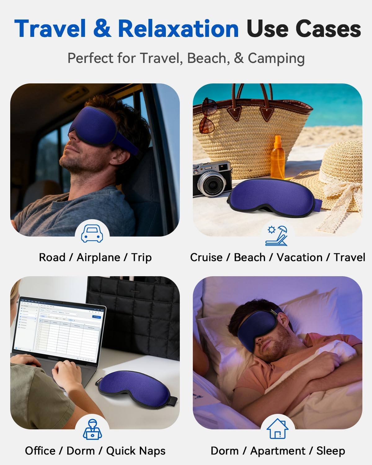 Weighted Eye Mask for Sleeping - 3D Blackout Sleep Mask for Women Men, Zero Eye Pressure, Lash-Friendly, Adjustable Strap, Airplane Travel Essentials for Long Flight & Road Trip, Meditation Mask(Gray)