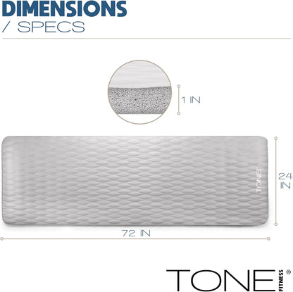 Tone Fitness 1-Inch Thick Yoga Mat | High-Density, Non-slip Exercise Mat with Carrying Strap for Yoga, Pilates, & Home Gym Workouts | Multiple Options