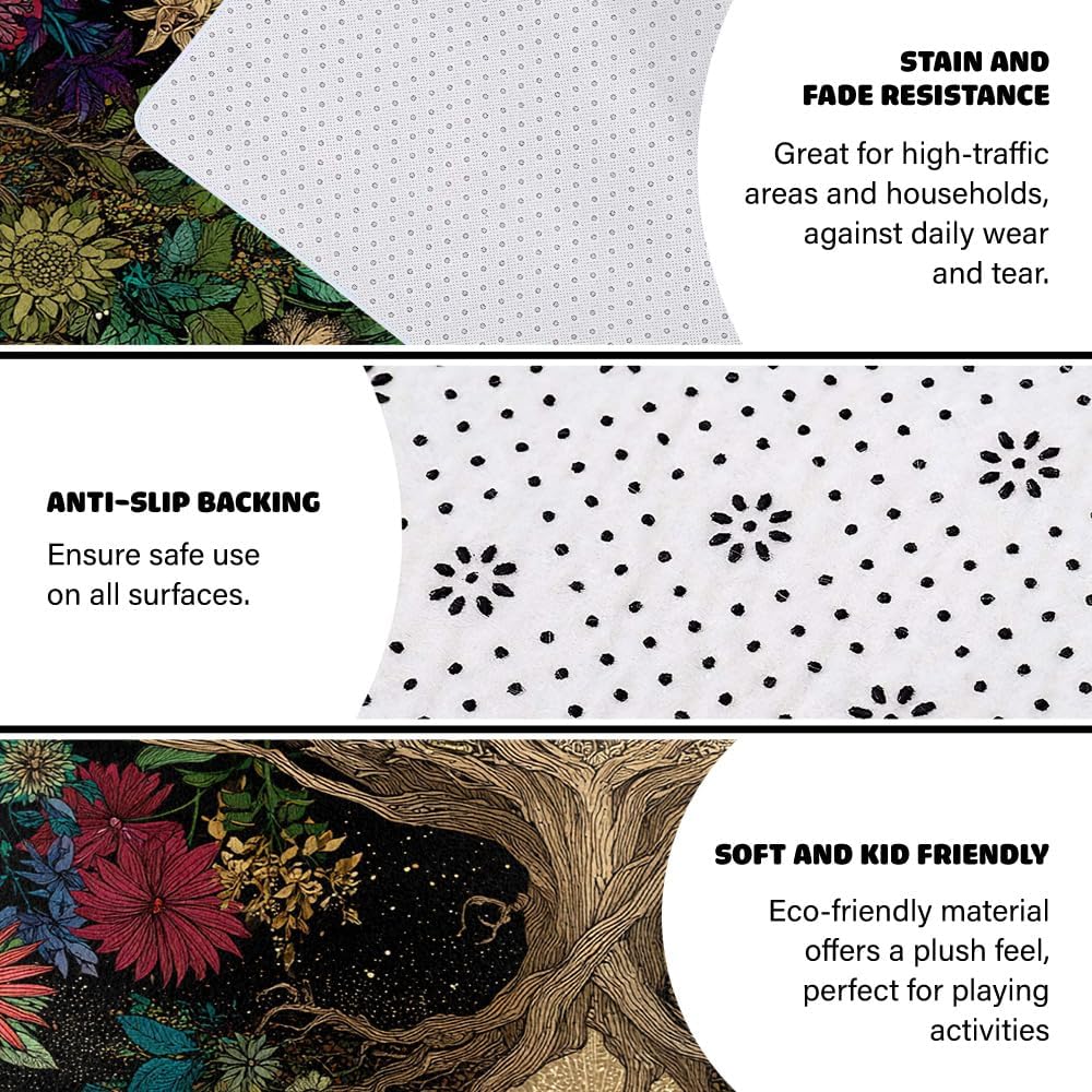 Tree of Life Area Rug – Bohemian Mandala Carpet for Living Room, Bedroom, Meditation Space, Yoga, Spiritual Home Décor – Large Soft Floor Mat for Indoor Decoration (TOL08)