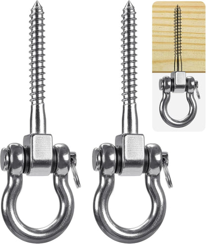 SELEWARE Heavy Duty 180° Swing Hangers, Stainless Steel Eye Screw Bracket, 1800 LB Capacity Playground Yoga Hammock Rope Tire Web Chair Sandbag Punching Bag Porch Swing Sets (6 Pack)