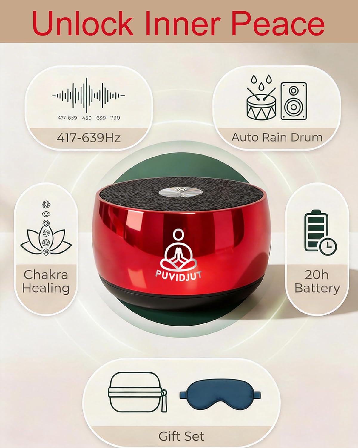 Sound Frequency Machine,Meditation Generator Instrument,Tone Device Tools - Solfeggio Frequencies Bath for Yoga, Mindfulness, Vibration System of Chakra Balancing, 5 Tones, 3 Timers