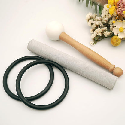 Hye-eun 432hz Crystal Singing Bowl Set 4pcs 6"B 8"G 10"E 12"C Frosted Quartz Sound Bowl with Free Carry Bag Mallets and Rubber for Sound Healing Bath Keep Balance Therapy Meditation Yoga