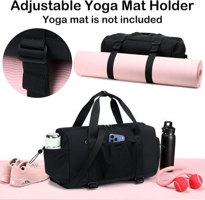 LEDAOU Small Gym Bag for Women, Mini Duffle Bag with Yoga Mat Holder Lightweight Carry On Sports Bag with Separate Shoe Pocket and Wet Pocket Duffel Bags Dance Yoga Workout Bag (Pink)