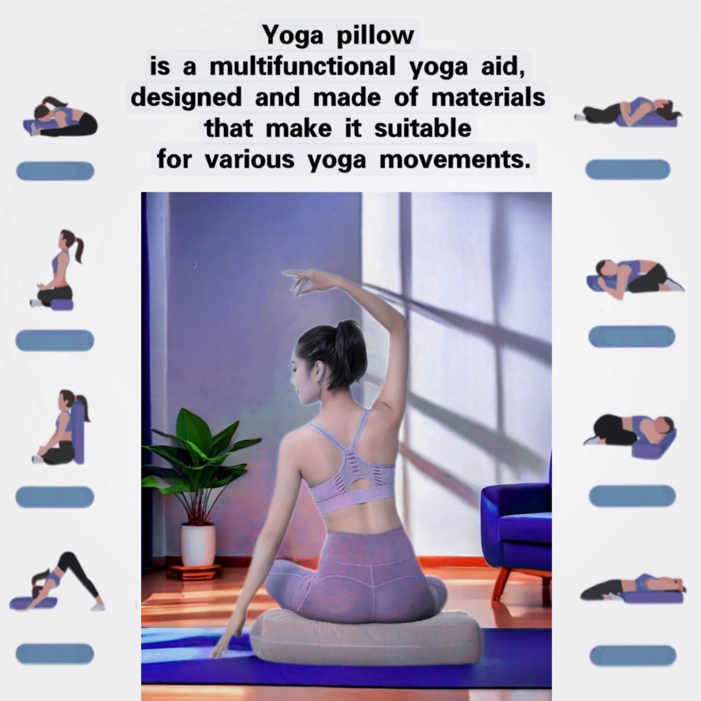 NGT new guide steps Yoga Bolster Pillow for Meditation and Support - Rectangular Yoga Cushion Foam Wedges Washable Suede Pillowcase for Men and Women with Carry Handles.…