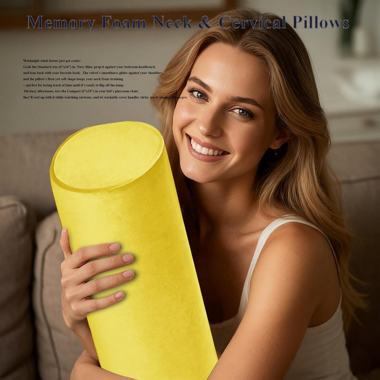 Tinbolunce Memory Foam Roll Pillow for Knee/Leg/Neck - Full Moon Bolster/Round Cylinder Pillow for Sleeping on Side or Back - Removable Cooling Cover Length 18" x 6" Diameter (Gray Pink)