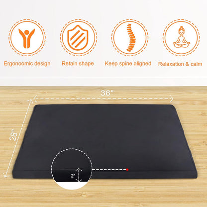 Zabuton Meditation Mat (36"×28"×2") Luxurious Meditation Cushion for Kneeling Sitting Large Floor Pillow Zafu/Bench-Washable Cotton Cover 100% Organic Cotton Filling (White)