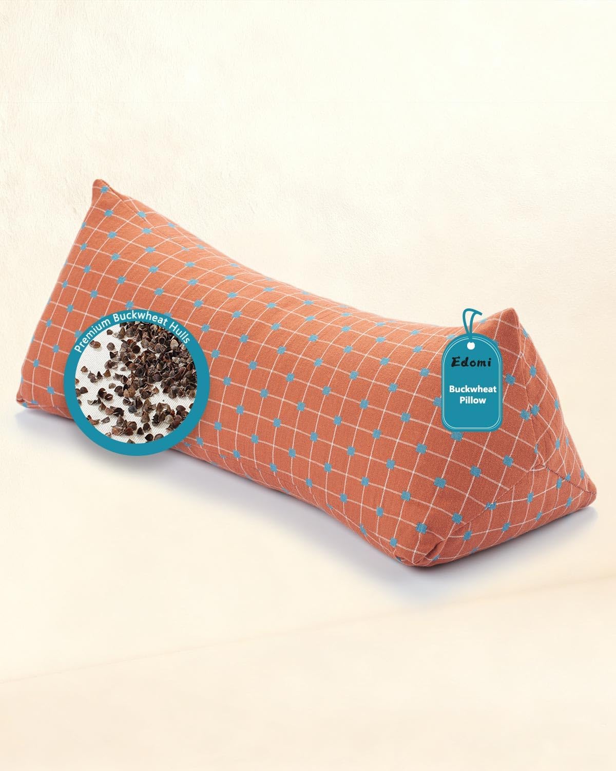 Cervical Buckwheat Roll Pillow for Sleeping,15.7"x5.9" Buckwheat Hulls Pillows Filling, Triangle Pillow for Neck Support Yoga Bolster, Adjustable Fill for Neck Pain Relief,Gray