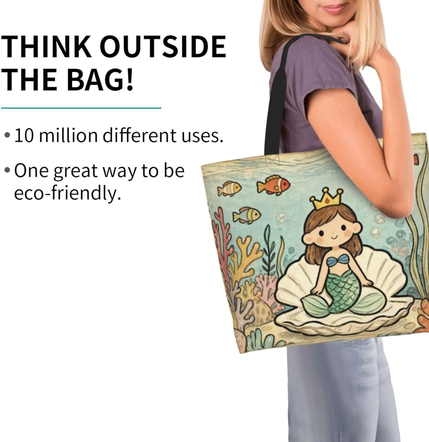 Tote Shoulder Bag Large Durable Reusable Eco-friendly Handbag Lightweight Stylish for Daily Use-19.7x15.7x5.9 Inch - Colors B