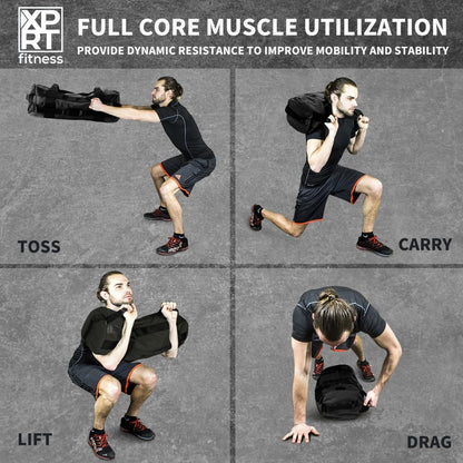 XPRT Fitness Workout Sandbag for Heavy Duty Workout Cross Training 7 Multi-positional Handles - Color Army Green/Black/Camo