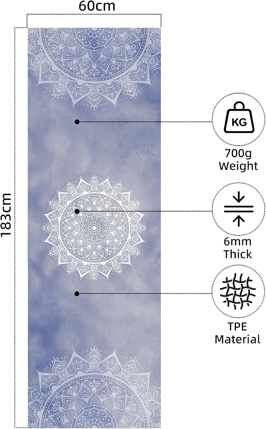 FOLAI Extra Thick Yoga Mat 6mm，pilates mat thick - Non-Slip Exercise Mat for HIIT, Pilates & Home Workouts & Workout with Free Carry Strap