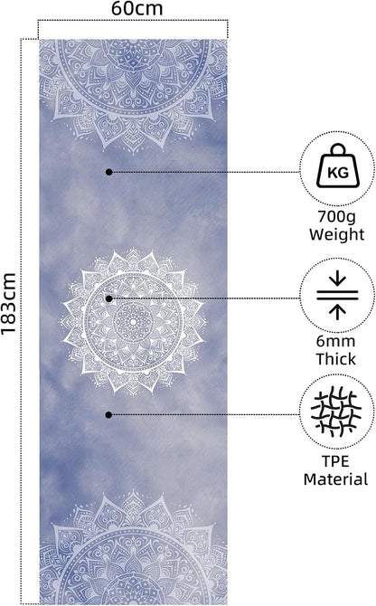 FOLAI Extra Thick Yoga Mat 6mm，pilates mat thick - Non-Slip Exercise Mat for HIIT, Pilates & Home Workouts & Workout with Free Carry Strap