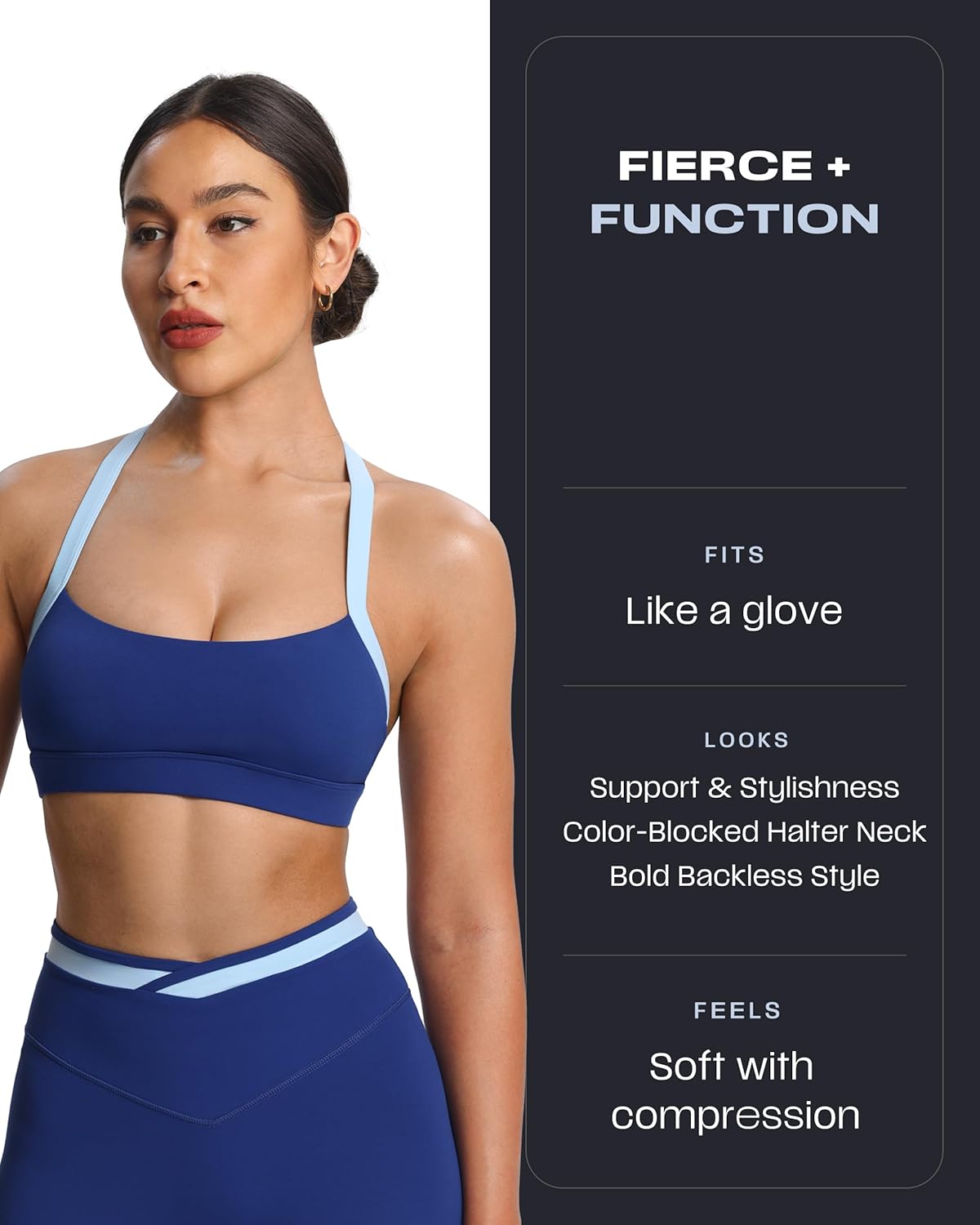 Aoxjox Women's Color Block Halter Workout Sports Bras Fitness Athletic Vanessa Bra Yoga Crop Tank
