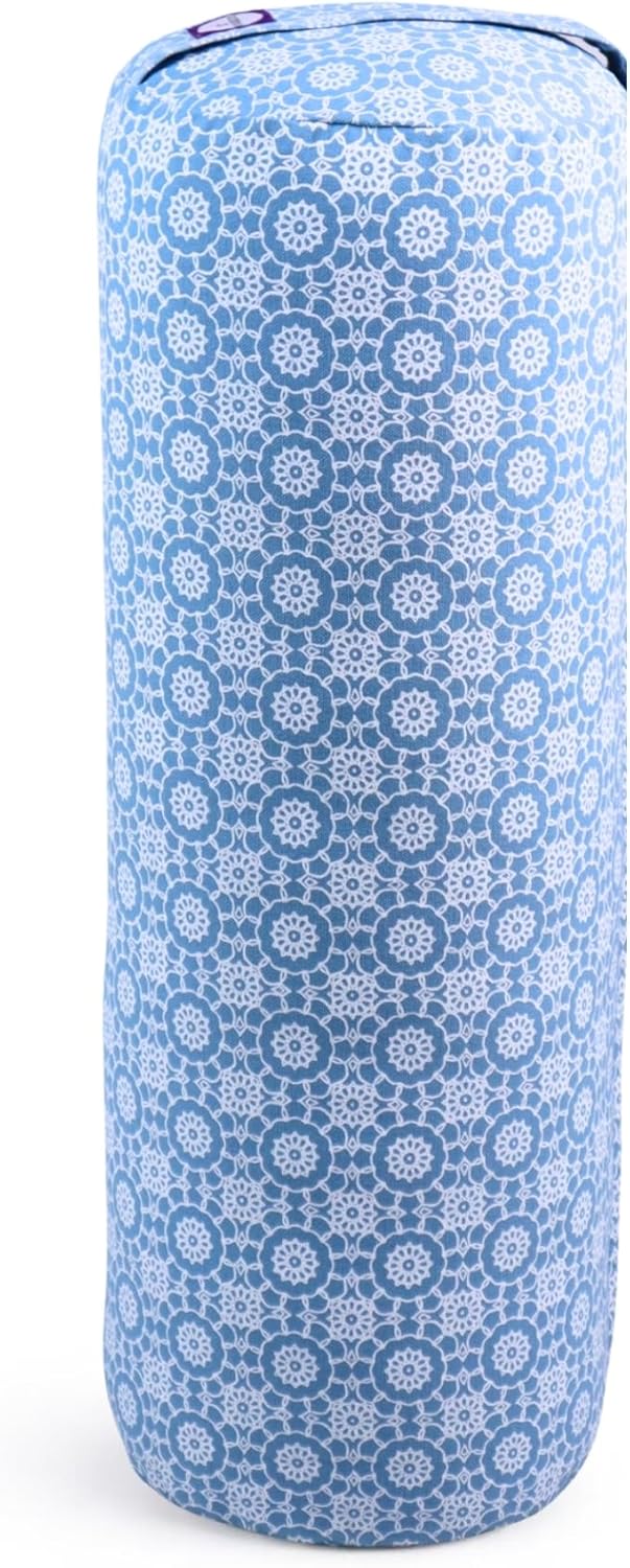 Yogikuti Iyengar Yoga Bolster for Restorative Yoga and Meditation – Lightweight Cotton Support Pillow with Handle for Easy Carry, Versatile for Pose Modification, Balance, Back Relief, and Relaxation