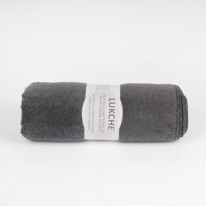 Yoga Towel, Non Slip Hot Yoga Mat Towel with Corner Pockets, Sized 25"x73", 100% Microfiber Sweat Absorbent, Perfect for Hot Yoga, Bikram, Pilates and Yoga Mats (Blue)