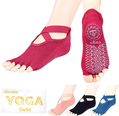 4-Pack Professional Yoga Socks for Women - Pilates Grip Socks for Barre, Dance, Plasticity, Home, Studio - Fits US 5-10