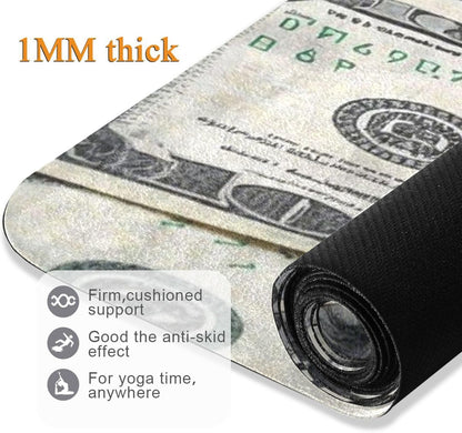Dollar Cash Rich printed foldable yoga mat for travel For hot yoga, natural rubber non slip, with yoga mat storage tapete para ejercicio 71x26 inches