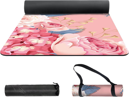 nuveti Yoga Mat Print Extra Thick TPE Non Slip Fitness Exercise Mat with Carrying Bag,72"x24" Extra Thick 6MM Exercise & Workout Mat for Yoga, Pilates Fitness and Floor Exercises - Colors B