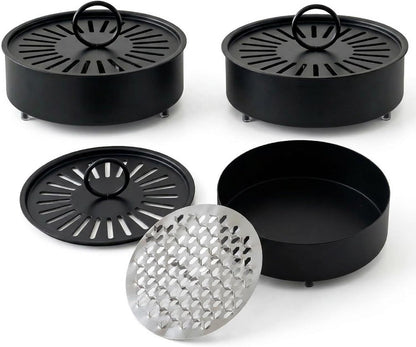 3 Pcs Large Carbon Steel Mosquito Coil Holder with Heat-Resistant Handle, Charcoal Black Iron Incense Burner for Indoor & Outdoor, Patio, Garden, Camping