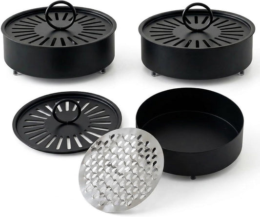 3 Pcs Large Carbon Steel Mosquito Coil Holder with Heat-Resistant Handle, Charcoal Black Iron Incense Burner for Indoor & Outdoor, Patio, Garden, Camping