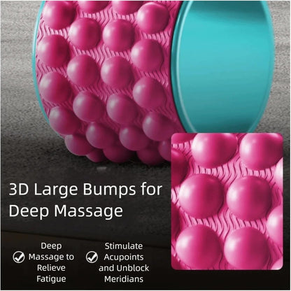 Deep Tissue Massage Yoga Wheel Portable Anti Slip Back Roller Open Back Design Open Shoulder Design Trigger Point Roller(Blue)