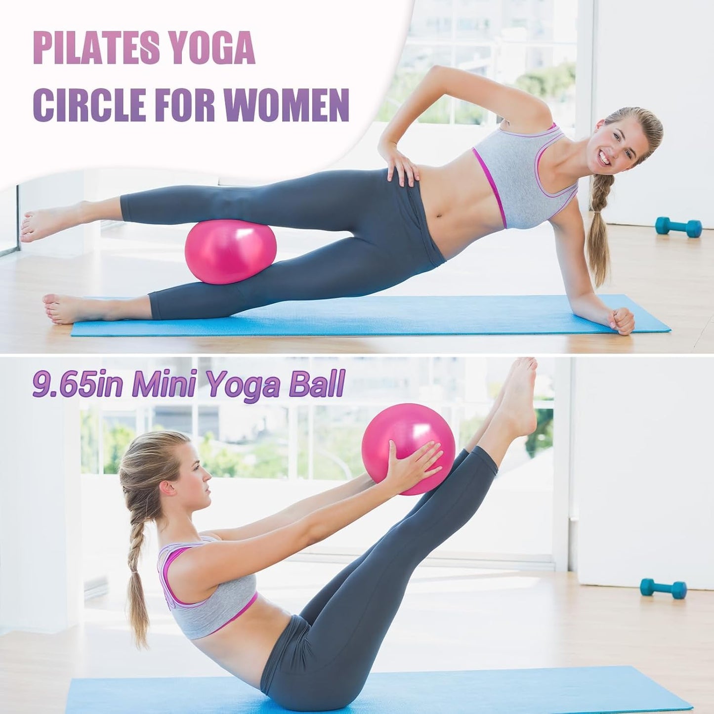 Pilates Ring Set, Pilates Essentials Kit with Pilates Ring and Ball, 3 Resistance Bands, Portable Bag & Training Poster, at Home Pilates Starter Workouts Equipment Kit for Women
