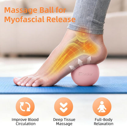 Massage Lacrosse Balls for Myofascial Release, Trigger Point Therapy and Yoga Therapy, Foot Massage Ball to Relieve Plantar Fasciitis Black