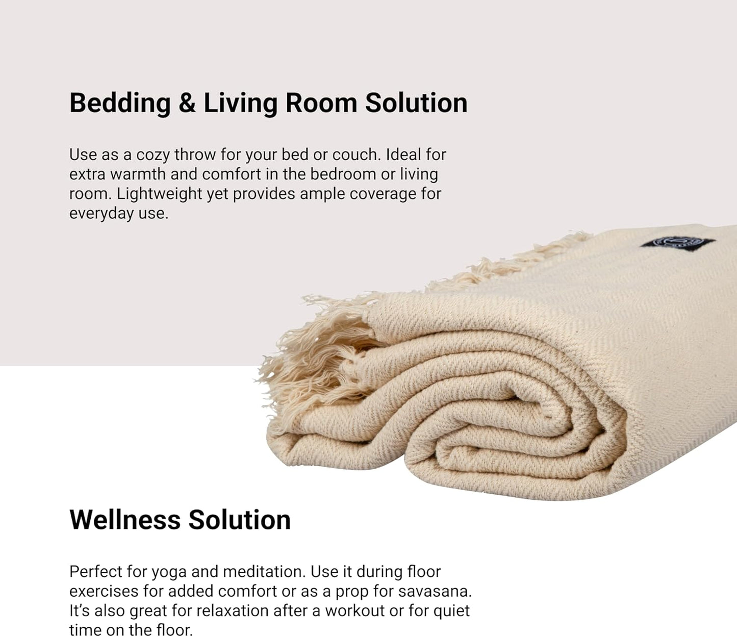 Tharie Handwoven GOTS-Certified Organic Cotton Blanket, Lightweight & Breathable, 142 x 200 cm
