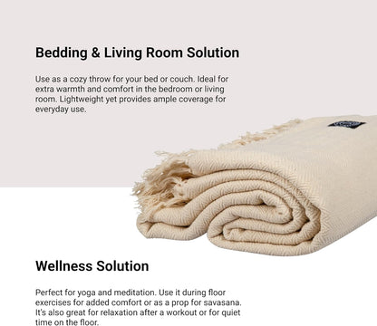 Tharie Handwoven GOTS-Certified Organic Cotton Blanket, Lightweight & Breathable, 142 x 200 cm