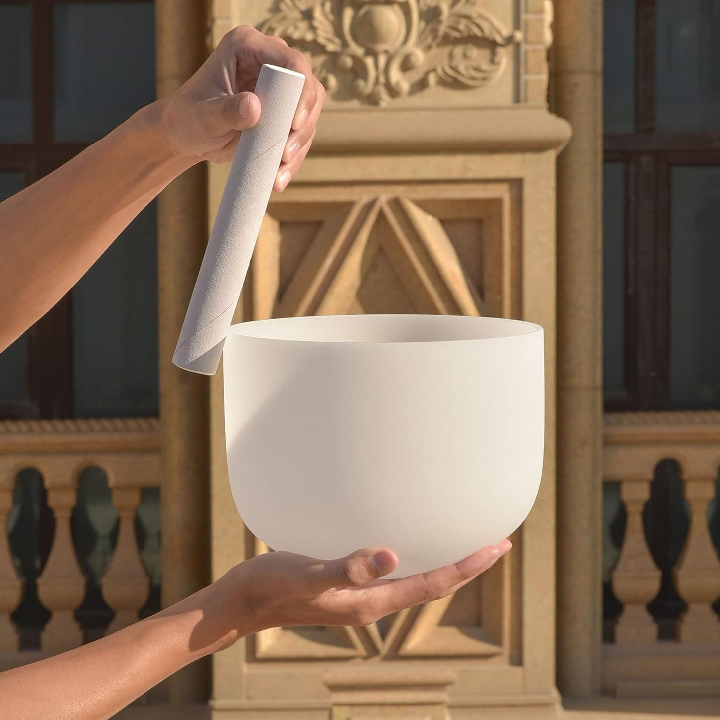 ALIOTH 7" B Note Crystal Singing Bowl Crown Chakra with Suede Mallet for Meditation, Yoga, Chakra Healing & Sound Therapy