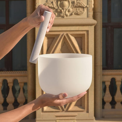 ALIOTH 7" B Note Crystal Singing Bowl Crown Chakra with Suede Mallet for Meditation, Yoga, Chakra Healing & Sound Therapy