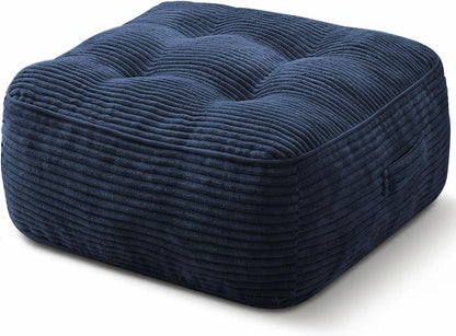 11" Thick Washable Floor Pillow for Adults, Yoga & Meditation Cushion with Handle, Square Large Pillows Seating with Removable Tufted Corduroy Cover for Tatami Living Room Board Games, Blind Shape