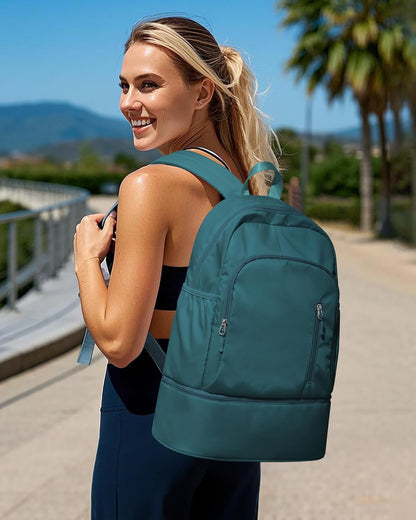 Gym Backpack for Women Men,Cheer bag,Lightweight Gym Bag with Shoe Compartment, Waterproof Sports Backpack with Wet Pocket, Black