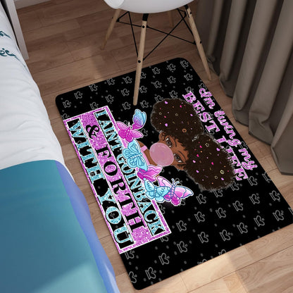 Black Girl Area Rug for Bedroom African Black Girls Floor Rugs for Living Room Playroom Cartoon Art Home Decor Soft Yoga Mats for Women Afro Purple 47" x 31" (2.7 x 3 Feet)