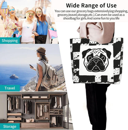 Tote Shoulder Bag Large Durable Reusable Eco-friendly Handbag Lightweight Stylish for Daily Use-19.7x15.7x5.9 Inch - Colors B