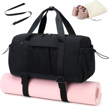 LEDAOU Small Gym Bag for Women, Mini Duffle Bag with Yoga Mat Holder Lightweight Carry On Sports Bag with Separate Shoe Pocket and Wet Pocket Duffel Bags Dance Yoga Workout Bag (Pink)