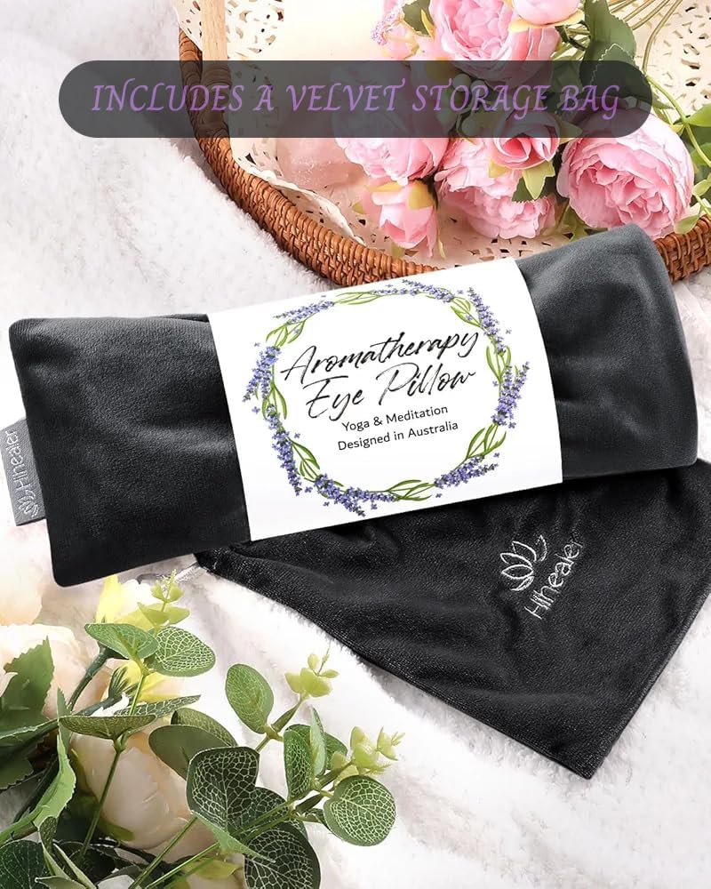 Lavender Eye Pillow for Relaxation, Yoga, Sleep – Weighted Eye Mask for Headache, Sinus, Aromatherapy Moist Heat Compress, Meditation Accessory, Relaxation Gift for Women (Purple)