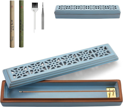 CEREMONY Incense Holder for Sticks, Ceramic Insence-Stick Holder Ash Catcher, Incense Holder Timkburner for Meditation Yoga Spa Room Incense Holder (Lever Brown)