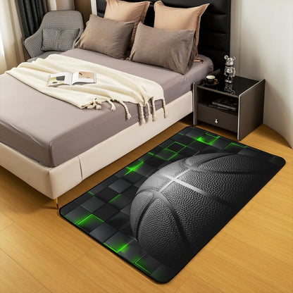 jejeloiu Basketball Living Room Rugs for Bedroom 5x7 Kids Gaming Sports Decor Carpet for Boys Girls Teens Ball Games Area Rug Soft Gift for Basketball Lover Grey and Black Room Decor
