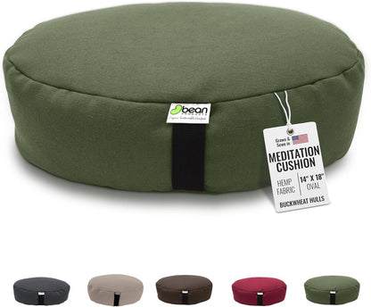 Bean Products Hemp Zafu Meditation Cushion for Sitting on Floor, Hemp Yoga Pillow, Zafu Meditation Pillow, Zen Seiza Kneeling Prayer Pad Support - Made in USA - Round Natural