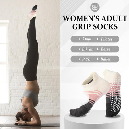Pilates Socks with Grips for Women,Yoga Socks, Non-Slip Yoga Sock with Toe Separators, Pilates Non Slip Sock