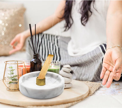 Vrupin Natural Marble Incense Burner, Handmade Incense Stick Incense Burner Reflux Burner, Ideal for use in Meditation, Incense Smokers and Decoration. (Black)