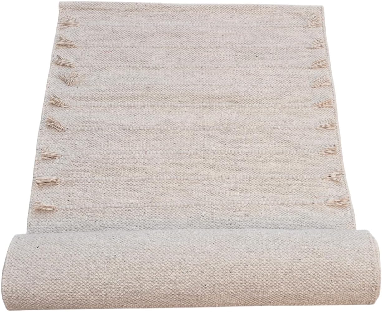 Handmade Organic Cotton Yoga Mat - Eco-Friendly Hand-Woven Runner Rug - Non-Toxic, Chemical-free and All Natural Cloth Yoga Mat - Non Slip & Thick, Comfortable Extra-Long Fitness Rug Exercise, Workout