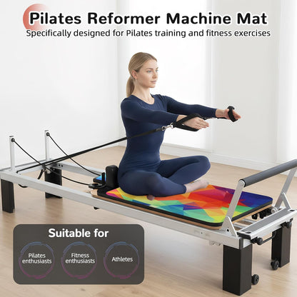 Non Slip Pilates Reformer Mat, Soft Fleece Surface Pilates Towel Mat, Pilates Mat with Multiple Equipment, Lightweight and Foldable, Wicking and Quick Drying for Yoga, Fitness